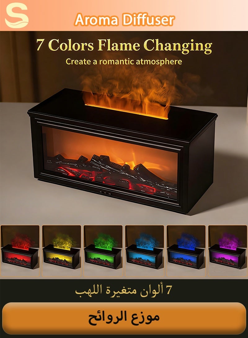 سيرينوفيا موزع الزيوت العطرية، موزع زيوت على شكل لهب المدفأة - مرطب هواء للعلاج بالروائح، مزود بـ 7 ألوان لهب مطورة، صامت، جهاز تحكم عن بعد - مثالي لغرفة النوم والمنزل والمكتب (مدفأة سوداء) - Image 5